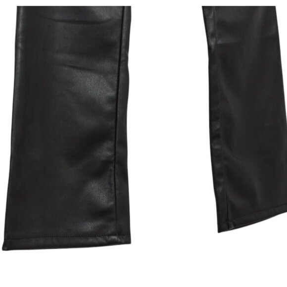 Mother Denim Insider Ankle Black Vegan Leather Pants Wax On Wax Off Size 27 - Picture 9 of 12